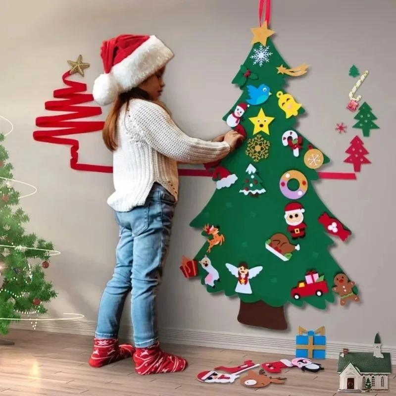 DIY Felt Christmas Tree Ornaments Handmade Hanging Decor for Kids Room Door Wall Xmas Party Gift Set