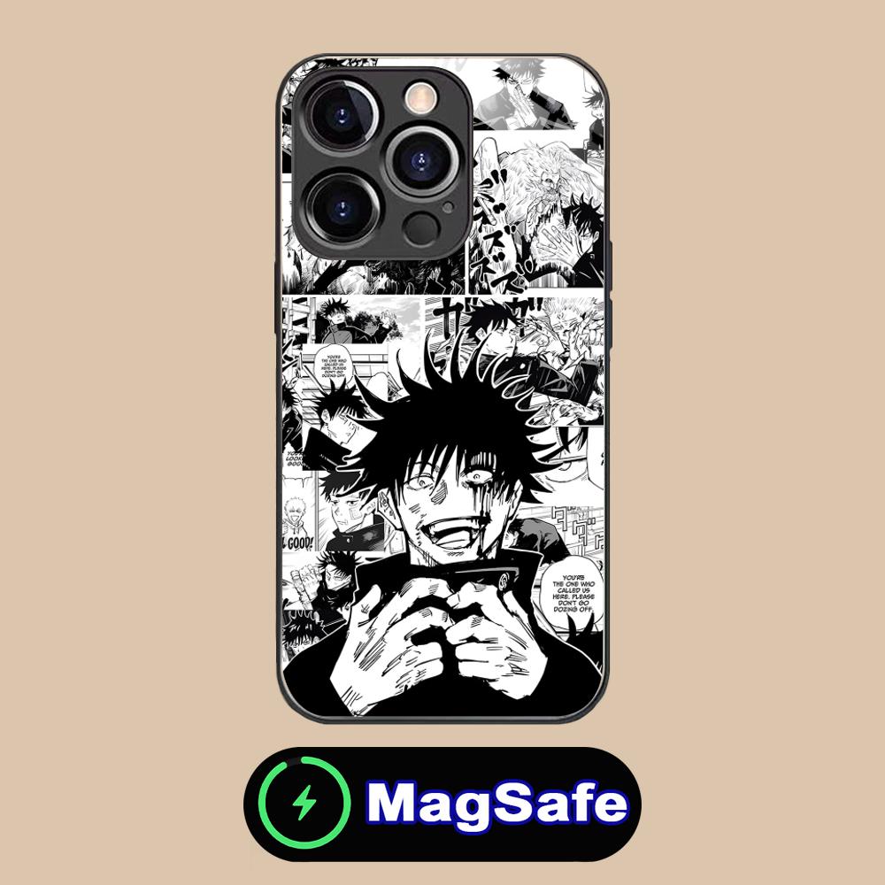 

Чехол для мобильного телефона Jujutsu Kaisen Мегуми для iPhone 17 16 15 14 13 12 11 Pro Max Plus Mini MagSafe Стеклянный Цветной Чехол Роскошный iPhone 11 Pro Max
