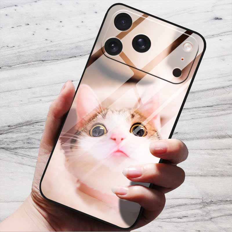 Cute Case For iPhone 17 Pro Plus Capa 17 Pro Max Bumper Luxury Tempered Glass Hard Back Cover iPhone17 Air Funda Animal Patterns