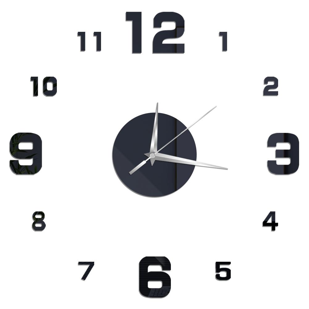 27inch Nordic Wall Clock Dining Restaurant Cafe Decorative Clocks Acrylic Mirror Wall Sticker Silent Quartz Watch Home Decor