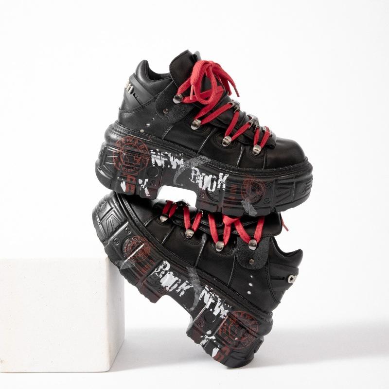 Retro Spanish Tank Sole Metal Platform Small Leather Dark Punk Muffin Bottom Street Shot Heightening Single Shoes