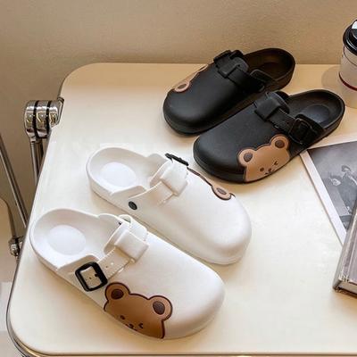 Summer Women's Sandals Thick Sole Slippers Indoor Slides Outdoor Cute Bear Slippers Buckle Beach Comfy Mules Shoes Women