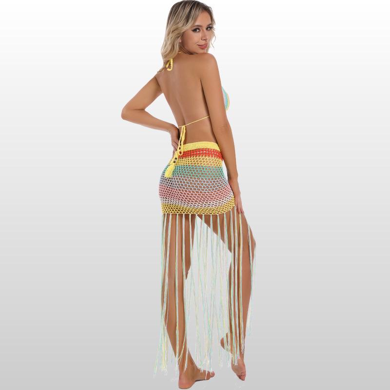 Handmade Crochet Long Dress Bikini Set Swimsuit