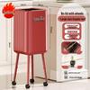 High-End Wheeled Trash Can with Lid: No-Bend, Press To Open, Light Luxury Design for Kitchen & Living Room