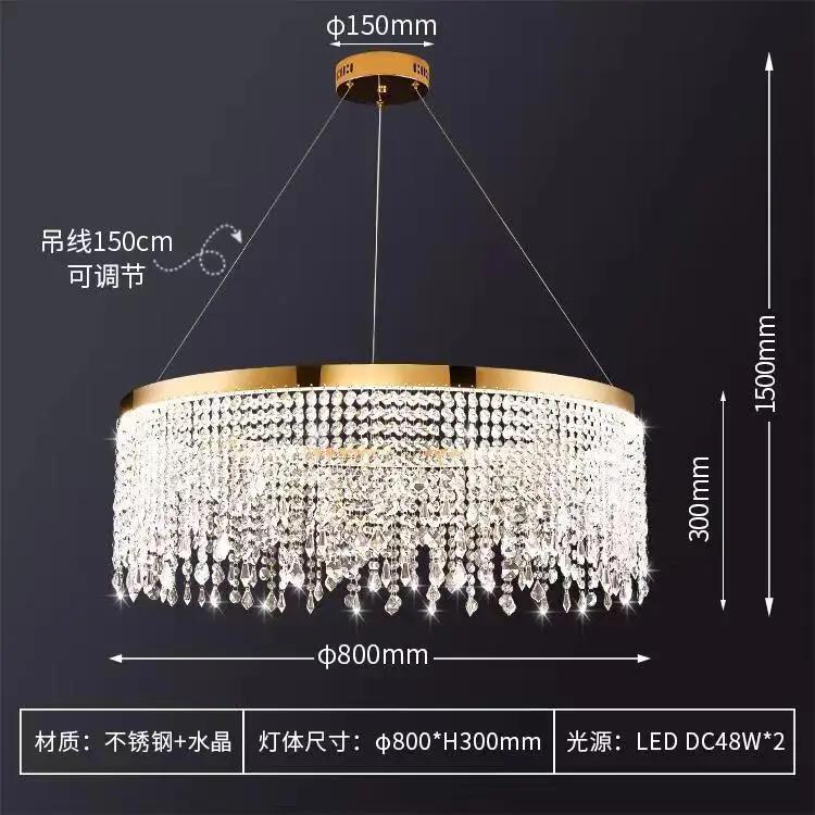 Nordic K9 Crystal Chandelier Luxury Hanging Lamp Gold Led Circle Ceiling Pendant Light Lustre Home Decor
