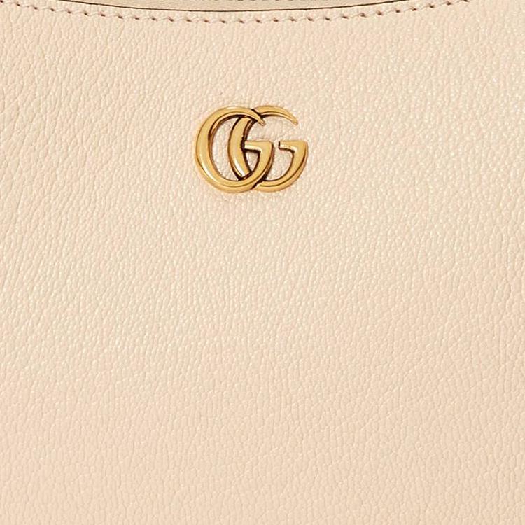 Gucci Aphrodite Gold Trim Double G Logo Zip Closure Leather Mini Handbag Women handbag Ivory 739076-AAA9F-9004