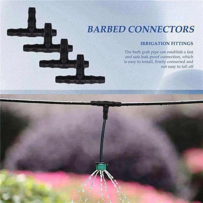 50PCS Universal Barbed Tee Fittings Barbed Connectors Garden Drip Irrigation Joint for 4/7mm Water Tube Watering System