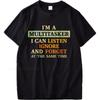 Mode sommar Unisex t-shirt Jag är en multitasker Jag kan lyssna ignorera och glömma samtidigt Kortärmad Enfärgad Rundhalsad