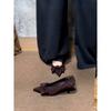 Suede bow high heels, stiletto, pointed head, shallow mouth, one pedal, retro temperament single shoes