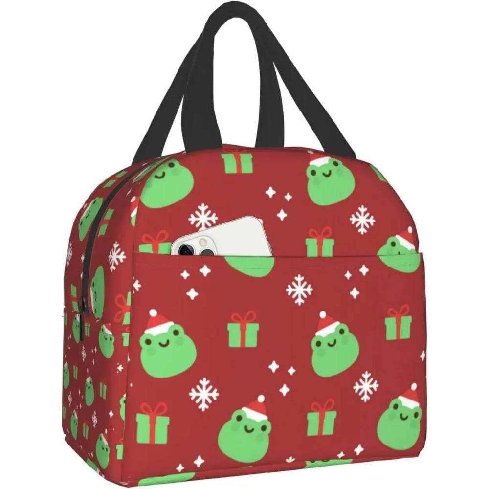 

Милая зеленая лягушка и грибная сумка для обеда, дорожная рабочая сумка-холодильник Bento, многоразовые коробки для пикника, изолированные контейнерные сумки для взрослых 22x20x13CM зелёный