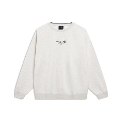 Li-Ning Wade Series Alphabet Pullover Long Sleeve Sweatshirt Unisex Tops Floral-Grey Tile-Grey AWDT143-10