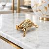 Small Brass Tabletop Decor Vintage Turtle Statue, Metal Animal Figurine, Handcrafted Unique Art Piece Artistic Desktop Sculpture Ornament for