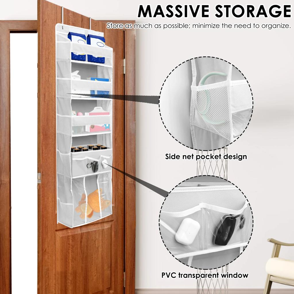 Door Hanging Organizer Nonwoven Over the Door Organizer with Movable Baby Diaper Caddy Large Capacity Hanging Storage Shelves