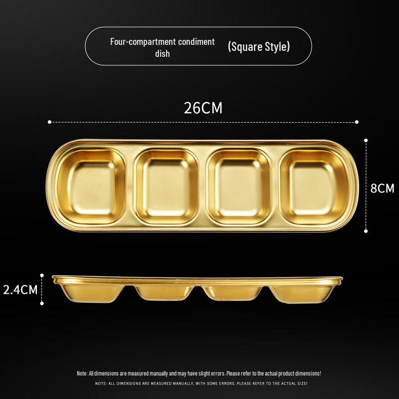 ZISIZ Gold 304 Stainless Steel 4-Compartment Dipping Dish (Set of 2)