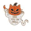 Funny Halloween Badge Creative Pumpkin and Ghost Brooches Horrible Skull Lollipop See You In Hell Spooky Enamel Pins