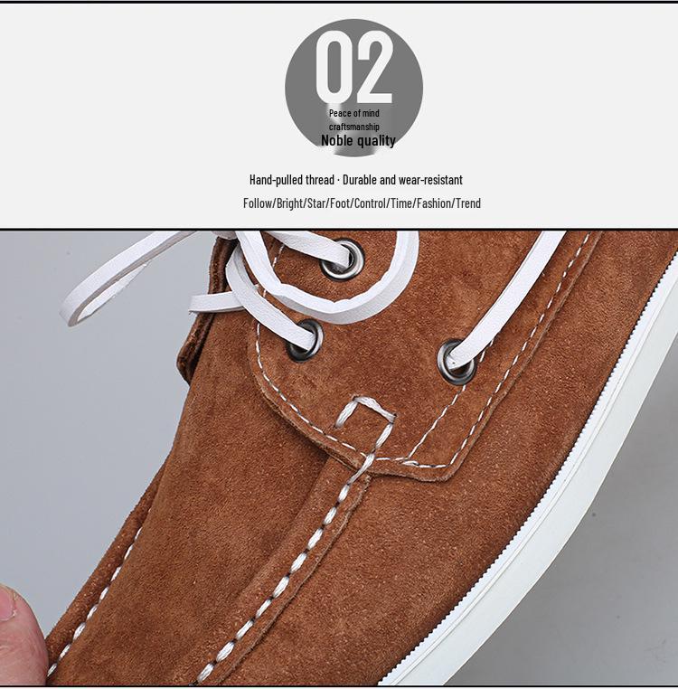 Men's Plus Size Genuine Leather Boat Shoes - British Style, Versatile Casual Lace-up Shoes