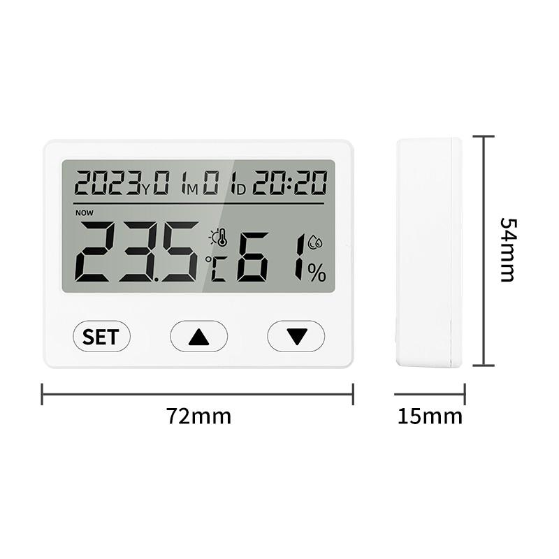 Home Digital Thermo-Hygrometer Ultra-Thin LCD Big Screen Measures Temperature Humidity with Time Clock Display Plastic For Room 2
