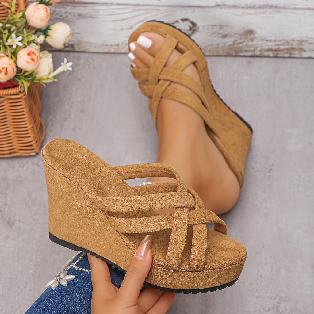 Fashion Women Sandals Summer Shoes Slope Heel New Thick Platform Soled Slippers Anti Slip Fashionable Women Cool Women Wedge Sandals