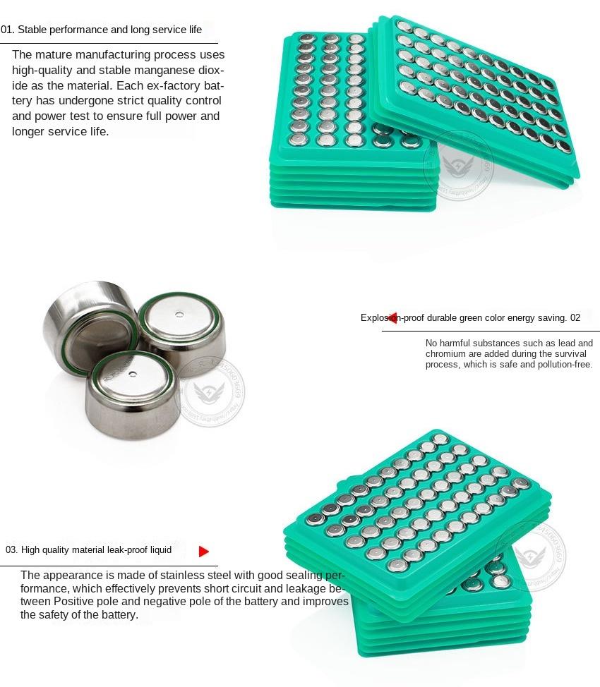 50pcs LR44 AG13 L1154 357 SR44 1.55V Zinc Manganese Button Battery Watch Toys and Electronic Products