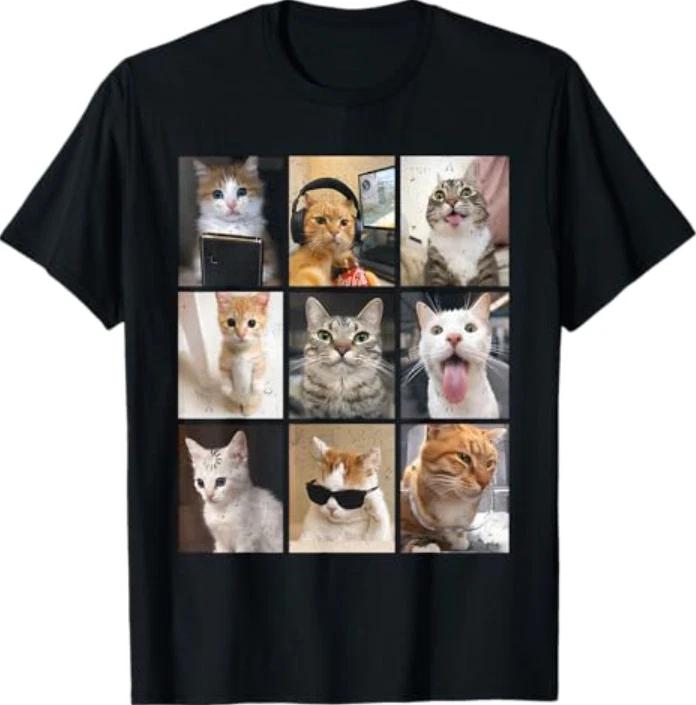 

Vintage Funny Memes Cute Cat T-Shirt 4XL