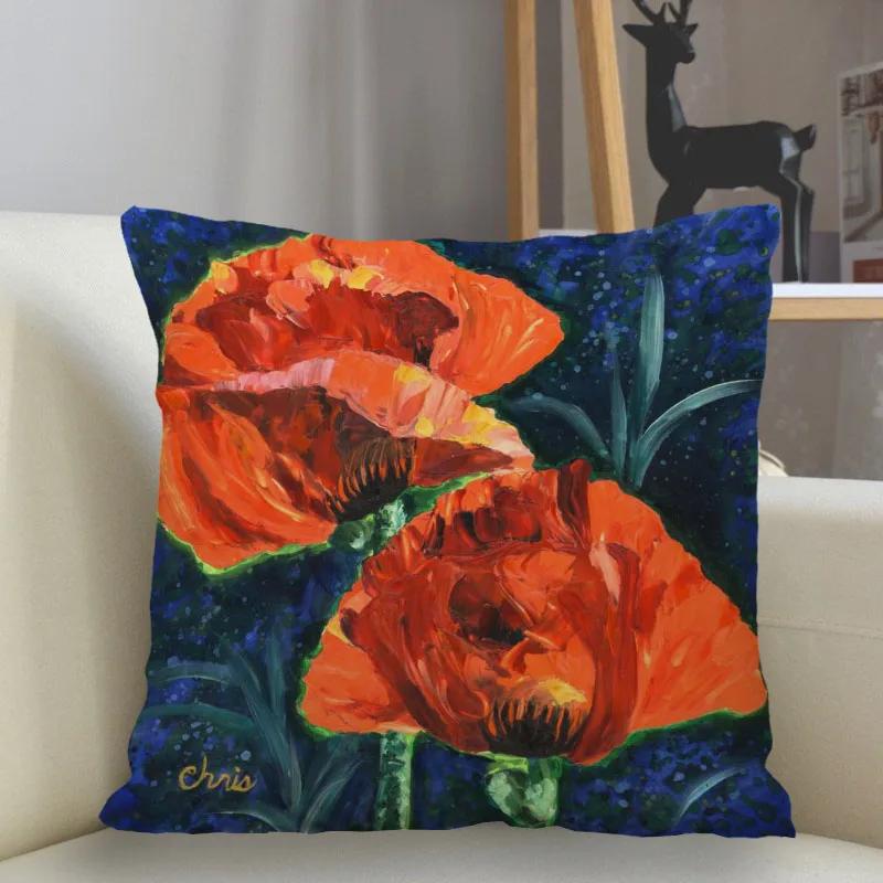 Bedroom Living Room Home Decor Cushion Cover Flower Pattern Pillowcase Square