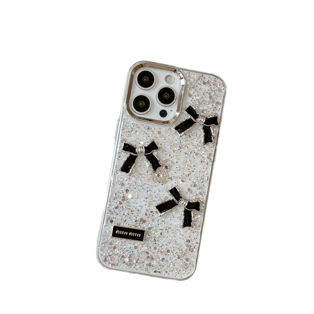 For IPhone 16E Phone Case 3D Bow for Apple 15promax Starry Drip Glue Anti Drop