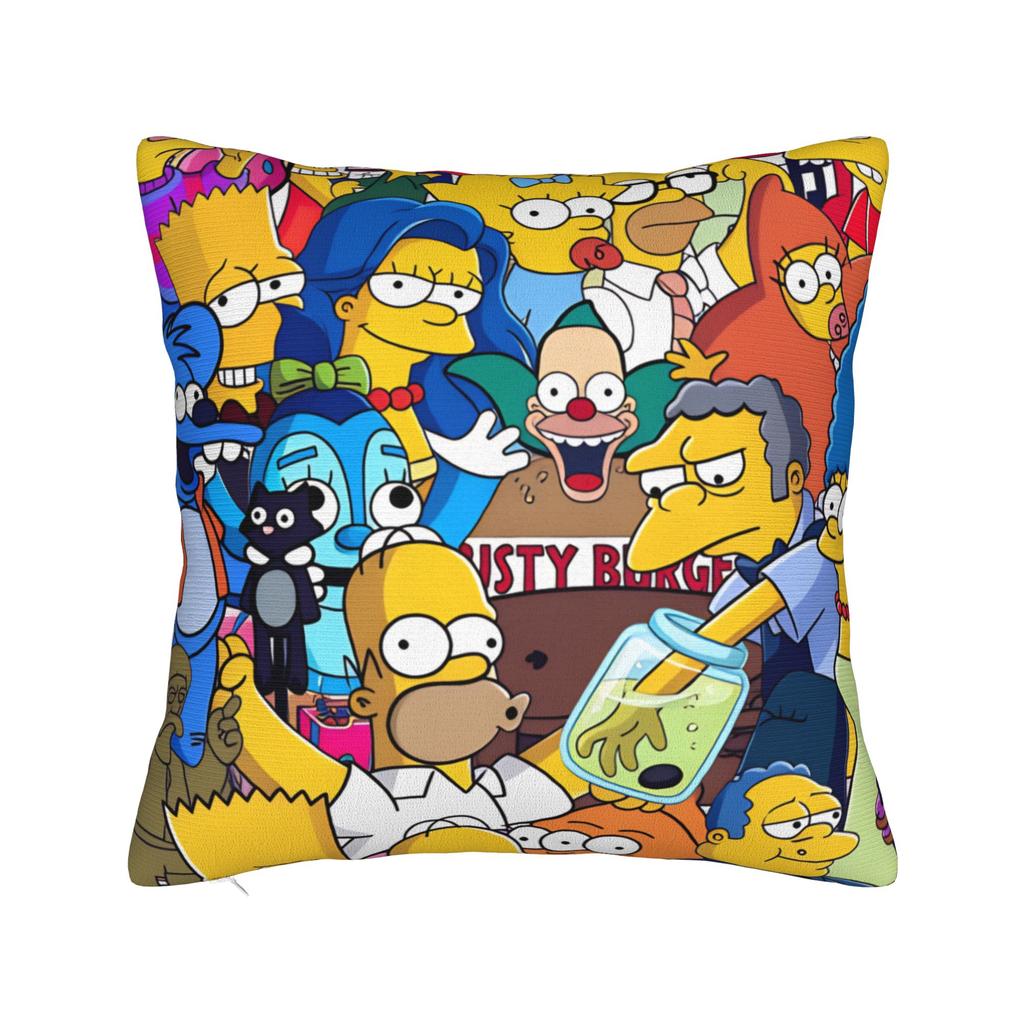 S-Simpsons Characters Group Portrait Pillow Cover Custom Cushion Cover Retro Trendy Pillow Case For Living Room Chair
