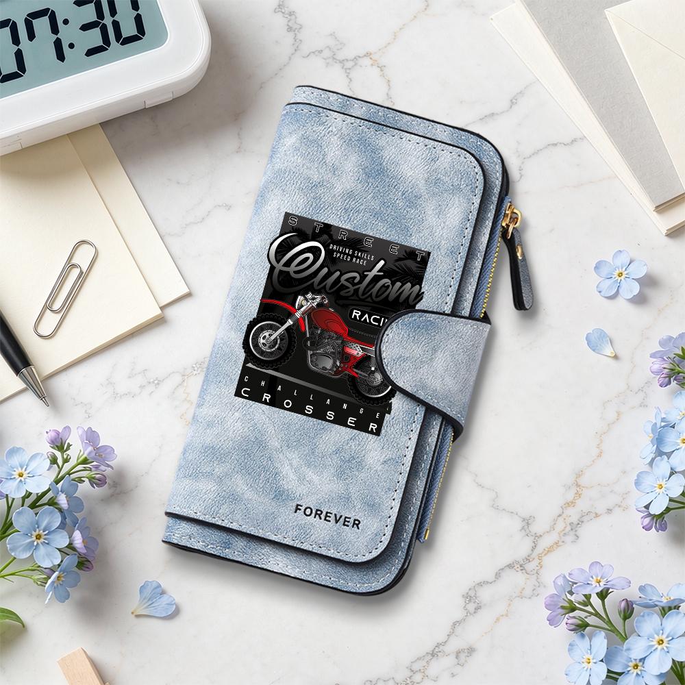 Men's Custom Moto Pattern Long Wallet Fashion Casual Multi Card Holder Purse