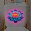 Stickers de Toilette Lotus Lumineux Colorés, Stickers Décoratifs Fluorescents Créatifs pour Salle de Bain
