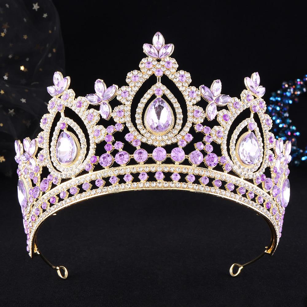 DIEZI Baroque Luxury 17 Colors AB Rhinestone Crystal Tiara For Women Wedding Party Elegant Bridal Bride Crown Hair Accessories