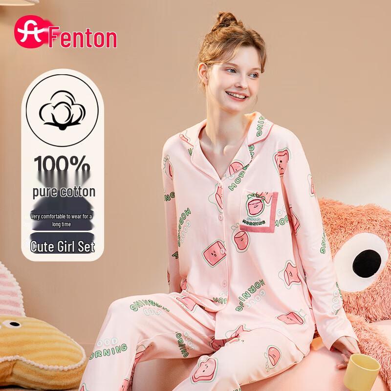 Женский хлопковый комплект пижамы Fenteng с мультяшным принтом M