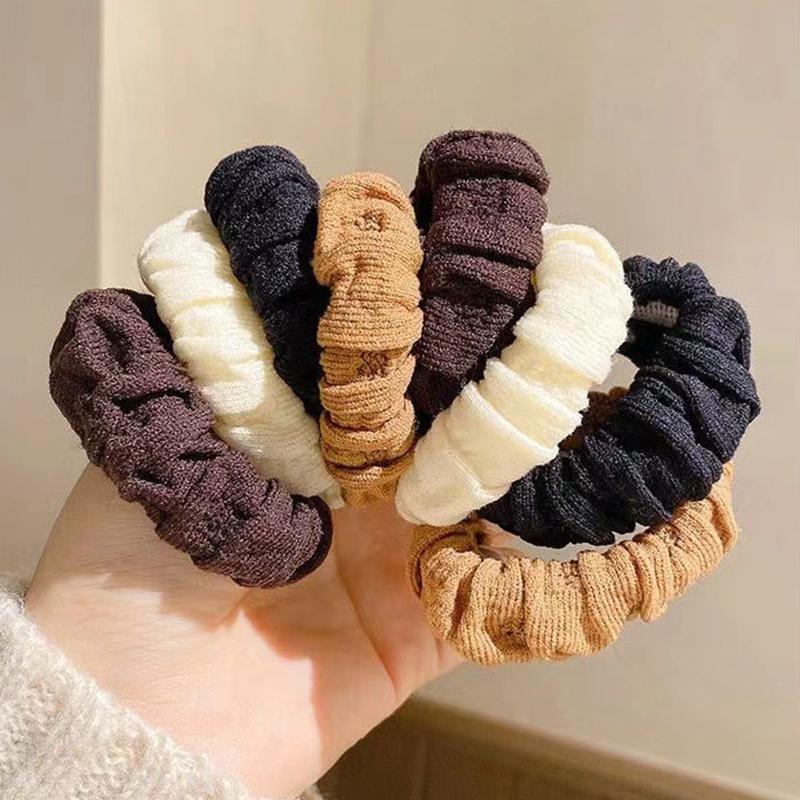 5Pcs Simple  Classic Large Stretch Hair Ties For Women Girls Thick Seamless High Ponytail Holders Elastic Hair Scrunchies