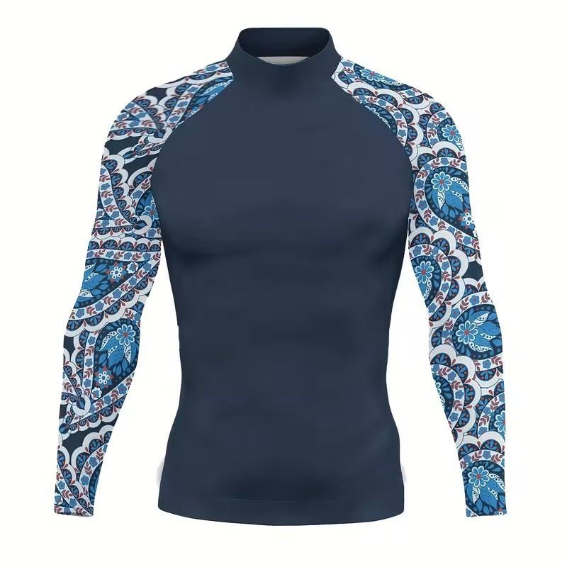 

Surfing Swimsuit Men s Sports Long-sleeved Sunscreen Quick-drying Suit Split Straight Angle Slimming Jellyfish Diving 5XL
