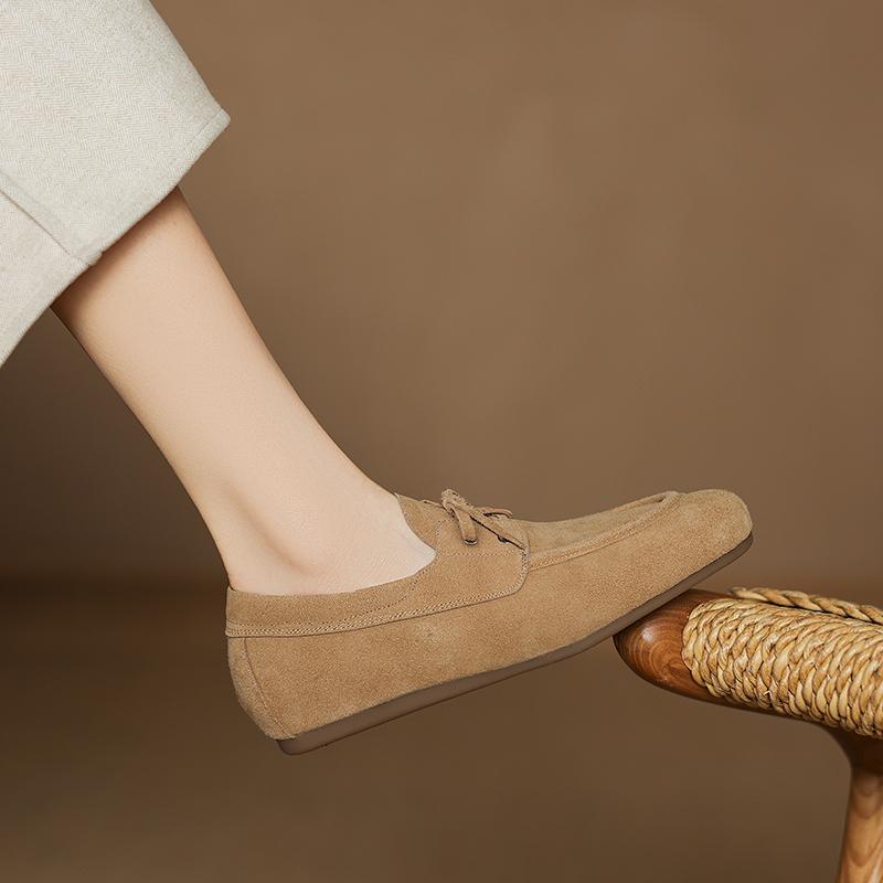 Fashion Brand Shoes Woman 2025 Trend Autumn New Vintage Suede Leather Loafers Women's Casual Flats Shoes British Style Flat Single Pumps