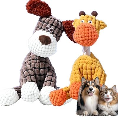 2Pcs Dogs Plush Toys Indestructible Dog Toys Interactive Squeaky Stuffed Animals for Aggressive Chewers Small Medium Large Breeds Puppy Teething Toy