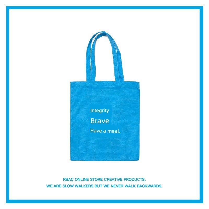 

Integrity, Courage, Food | RBAC | Canvas Bag Tote Bag English Creative Printing All-Matching Bag Lake Blue