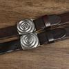 Retro Trend Personalized Pull Wind Smooth Buckle Belt Men'S Leather Plate Buckle First Layer Pure Cowhide Jeans Belt