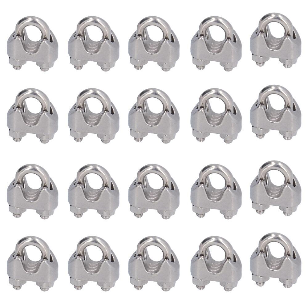 20Pcs 304 Stainless Steel Wire Rope Clamp 1/16 Inch Rigging Cable Clip  Hardware Rigging