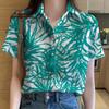 Womens Shirts Hawaiian Tropical Plant Leaves 3D Printed Tops Casual Short Sleeve Button Beach Shirt Summer Women's Clothes