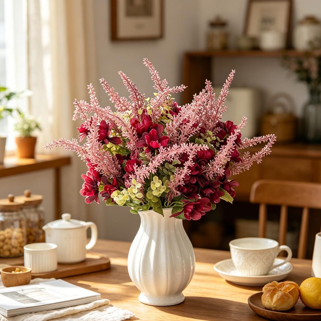 Silks Artificial Flowers Chrysanthemum High Quality Wedding Wreath Home Room Table Decora Ornament Bridal Bouquet Vase Diy Gifts