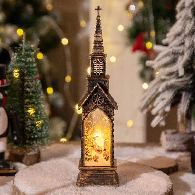 Vintage Christmas Decoration Christmas Lantern Lamp Santa Claus Snowman LED Light for Home Navidad Noel New Year 2023 Decor