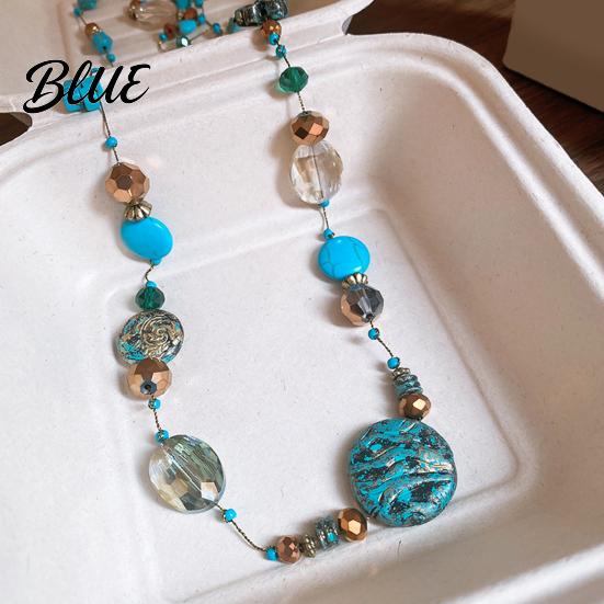 Choker Necklace Vintage Beaded with Colorful Stones Friendly To Stone