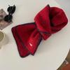 Angola Red Knitted Scarf - Winter Protection, Korean Style, Christmas Shawl for Men & Women