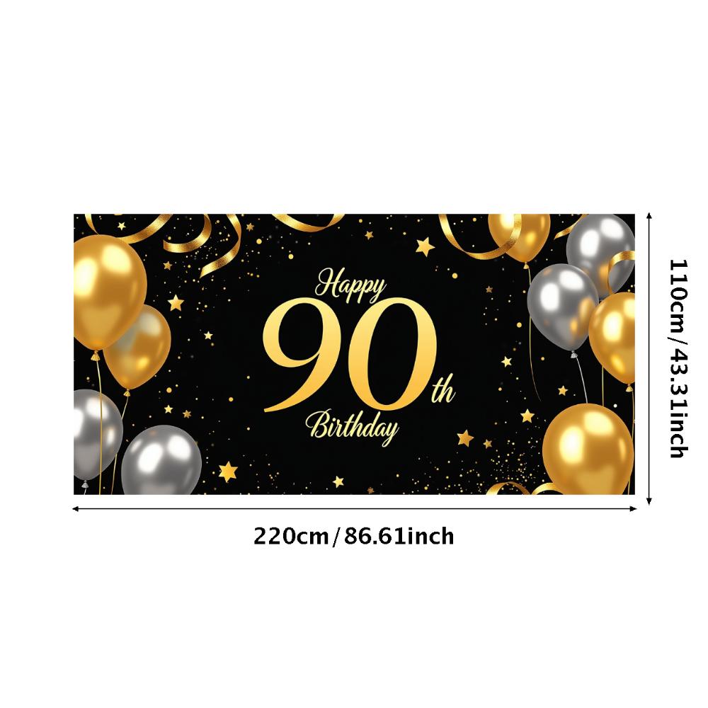 90. Geburtstag Banner Goldener Ballon Happy Birthday Party Dekoration Kulisse Jubiläumsfeier Fotografie Hintergrund Requisite