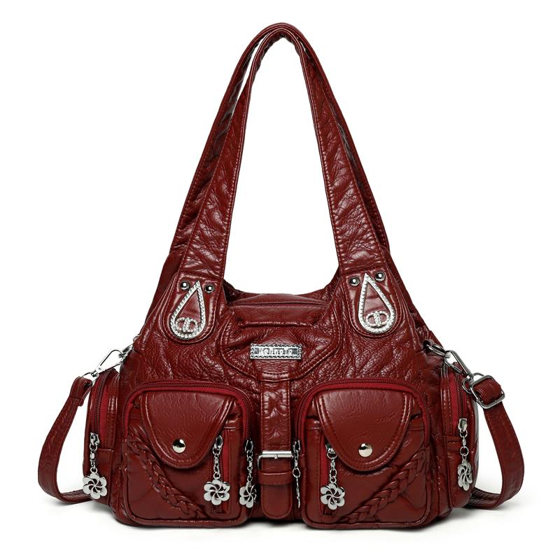 Women Soft Leather Top-Handle Bag Luxury Designer Handbag Solid Color Ladies Shoulder Crossbody Bag And Purse Commuting Tote Sac