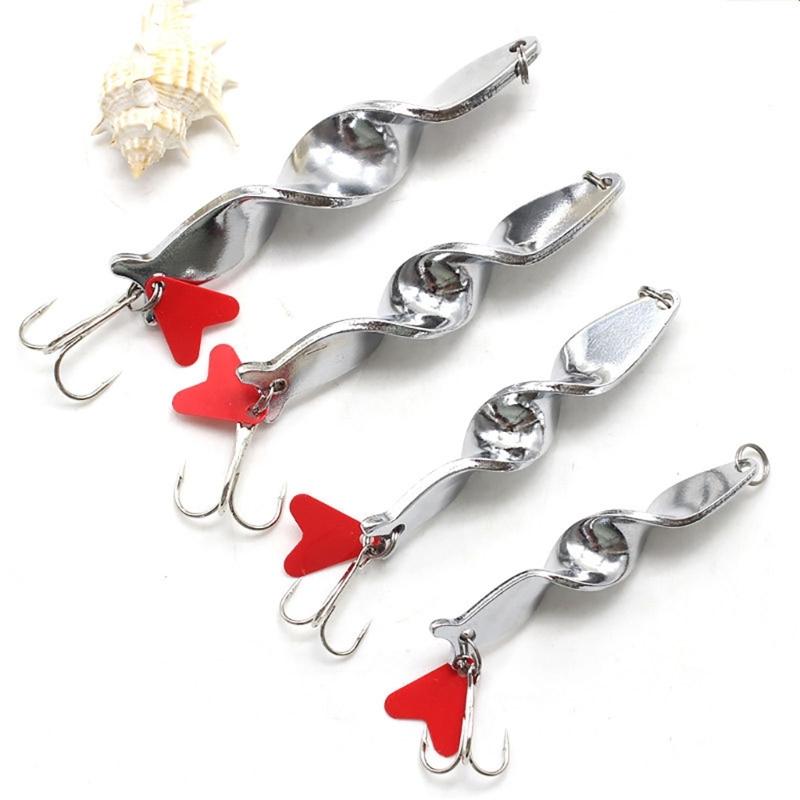 Fishing Lure Spinner Trolling Spinning Spirals Long Cast Spoons Screw Rotation Jigbait Saltwater Trebles Hook Lures