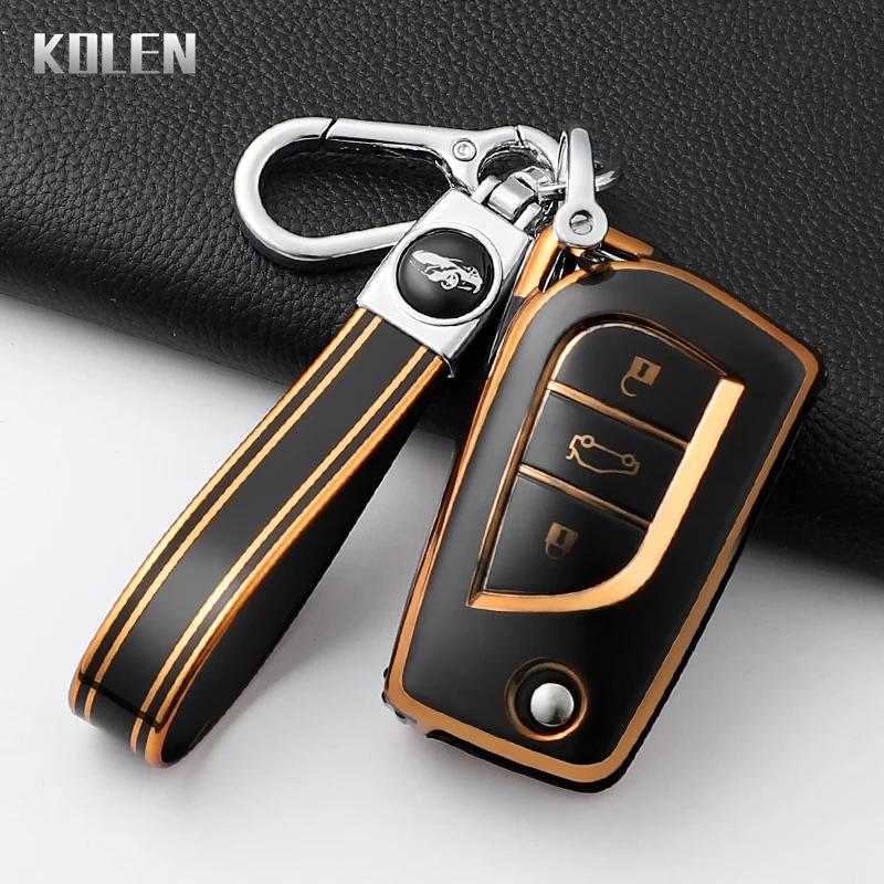 For Toyota Aygo Yaris Highlander Camry Rav4 Corolla Land Cruiser Prado Fashion Tpu Car Key Case Cover Protected Keychain Fob Bag