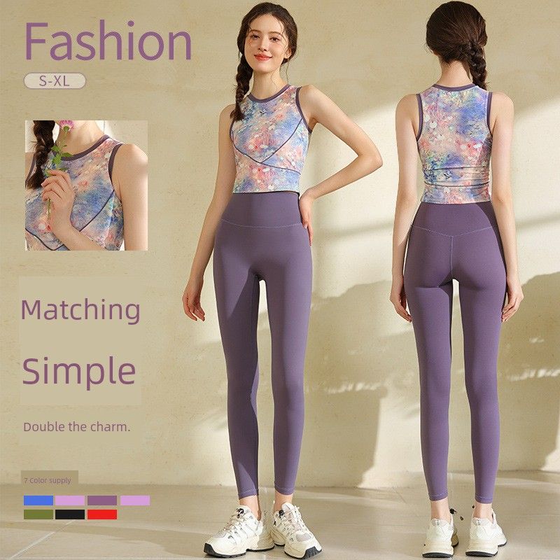 Foreign Trade Amoi With Chest Pad Yoga Clothes Women Summer Pilates Training Fitness Vest Advanced Sense Exercise Top Set