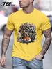 Japanese Harajuku Lotus Koi Print T Shirt Men Fashion AllMatch Streetwear Crewneck Cotton Clothing Unisex Summer Loose TShirts