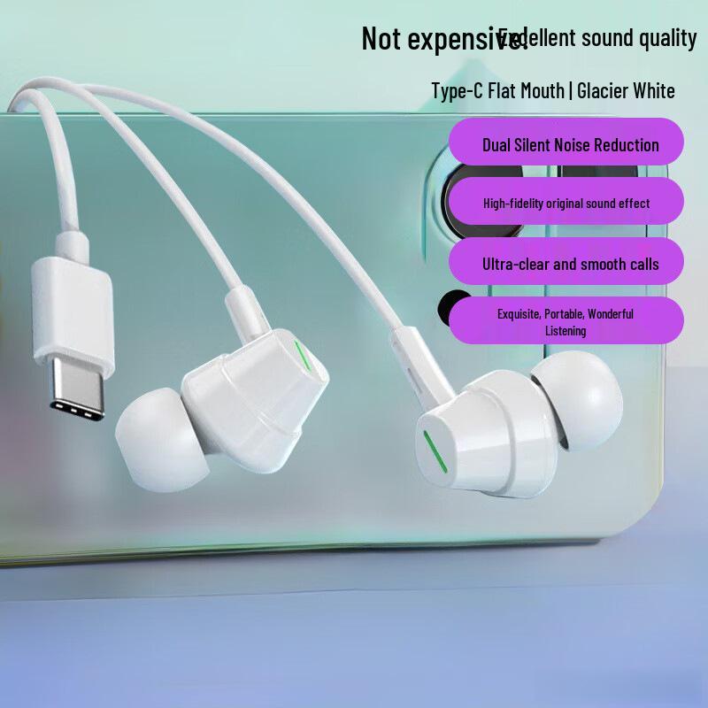 Comfortable In-Ear Wired Earphones with Mic - Long-Wear, No Ear Pressure, Type-C Compatible